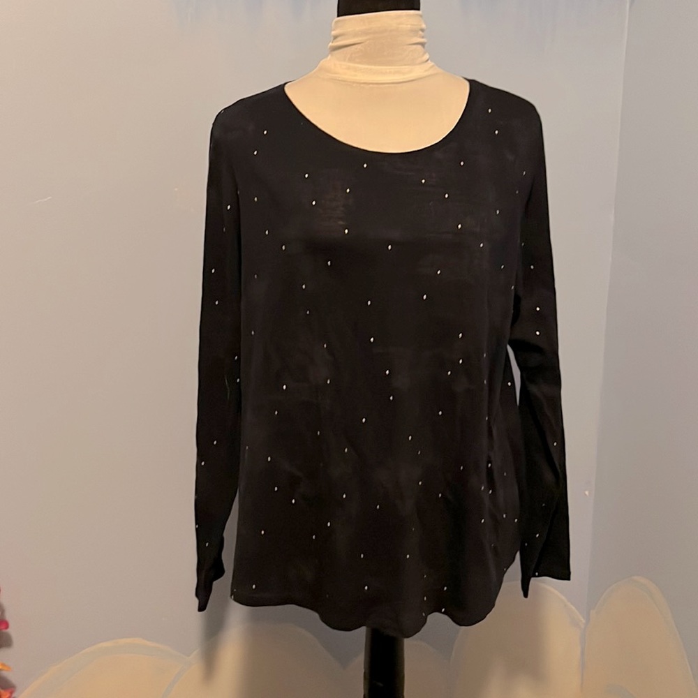 Sonoma Everyday Long Sleeve Navy Tee with silver flakes, size XL, $10